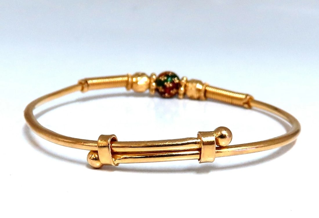 18kt Twin Girl's Bangle Bracelets Adjustable Interlocking Vintage Mod** - 4