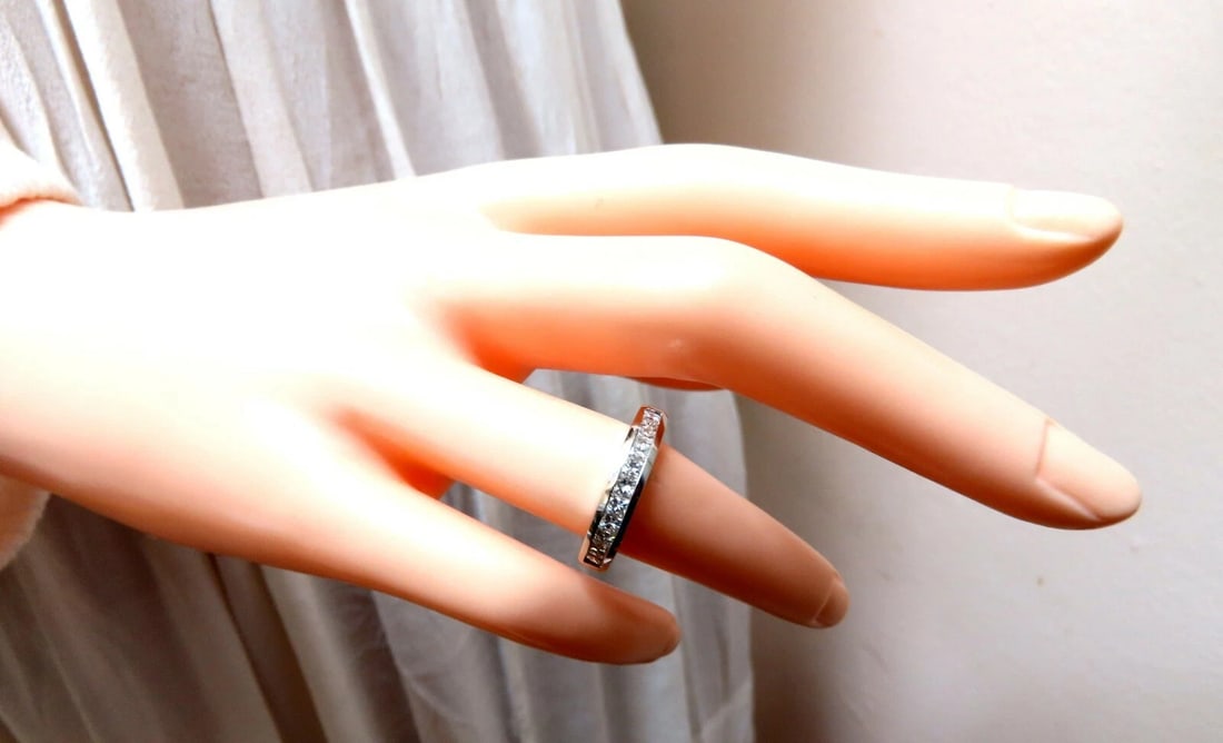 .74ct Natural Princess Cut Diamonds Channel Band 14kt Gold Ring** - 6