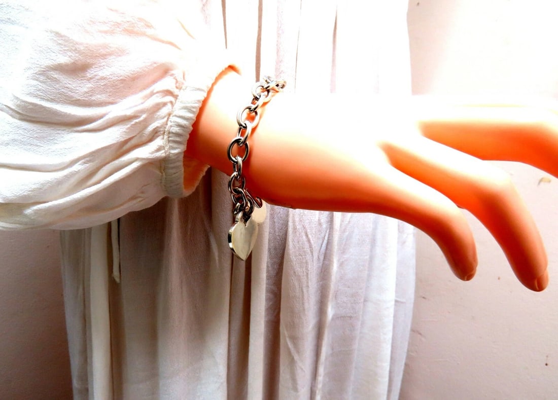 Sterling Silver Toggle Heart Link Bracelet** - 4