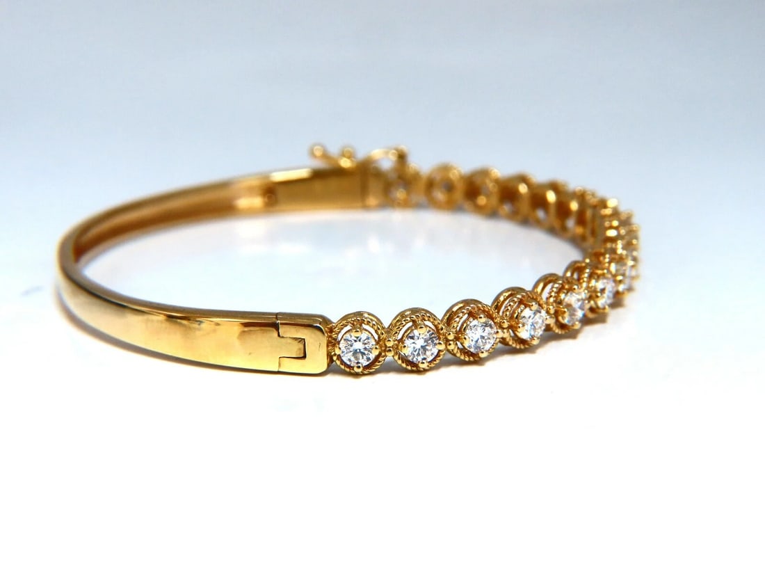 2.02ct Natural Diamonds Bangle Bracelet 14 Karat** - 3