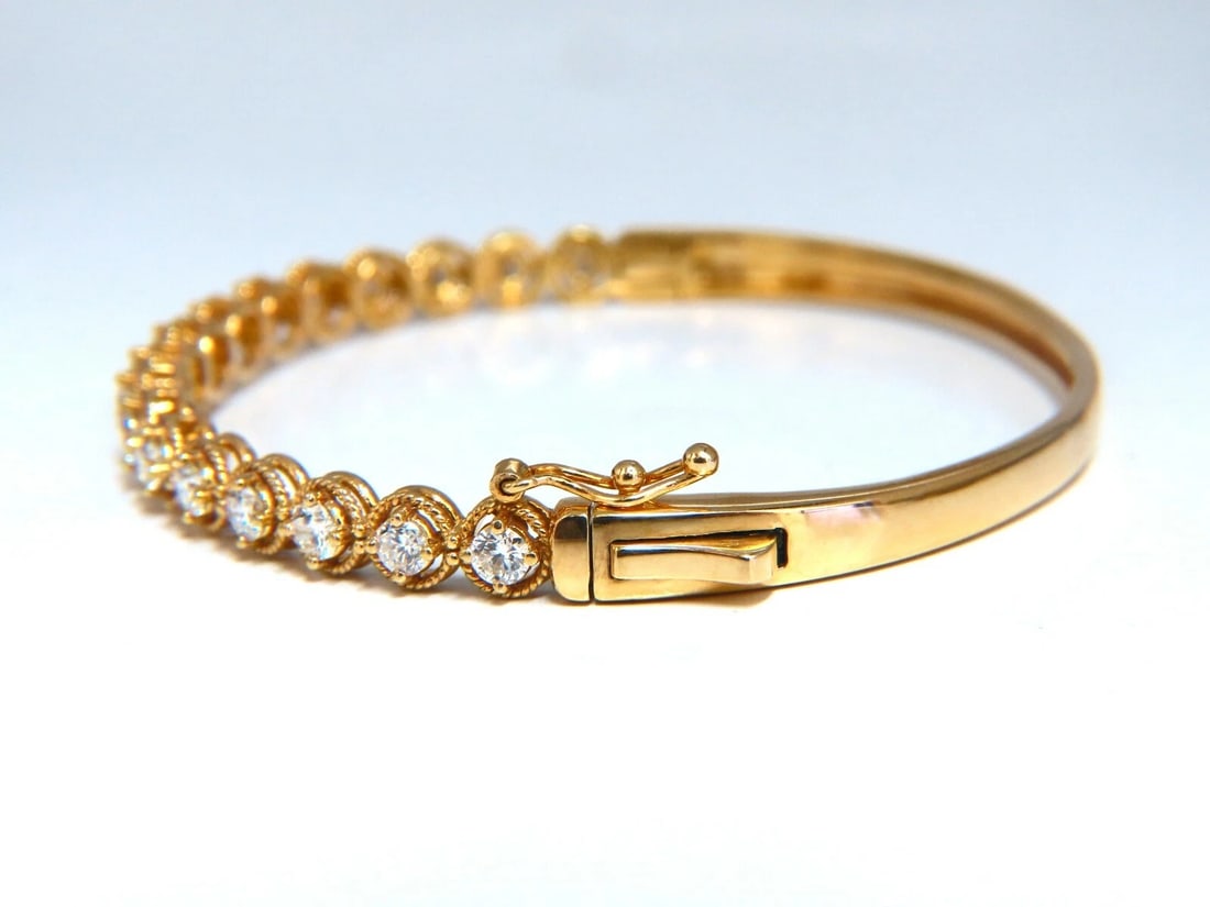 2.02ct Natural Diamonds Bangle Bracelet 14 Karat** - 4