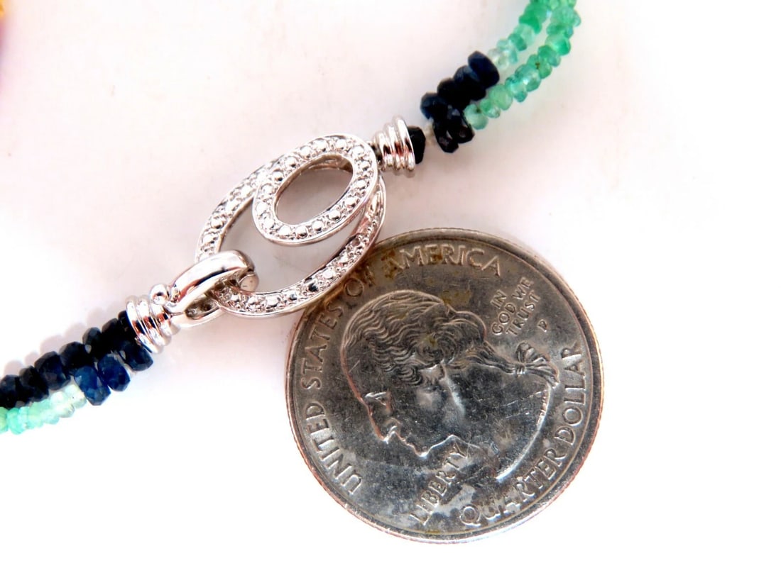 50ct natural sapphire emerald beads necklace 14kt** - 2