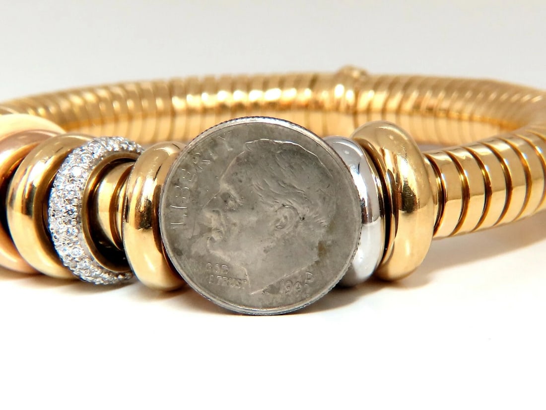 1.00ct Diamonds Ladies Accordion Bangle Bracelet 18 karat Rolling Rings Float** - 5