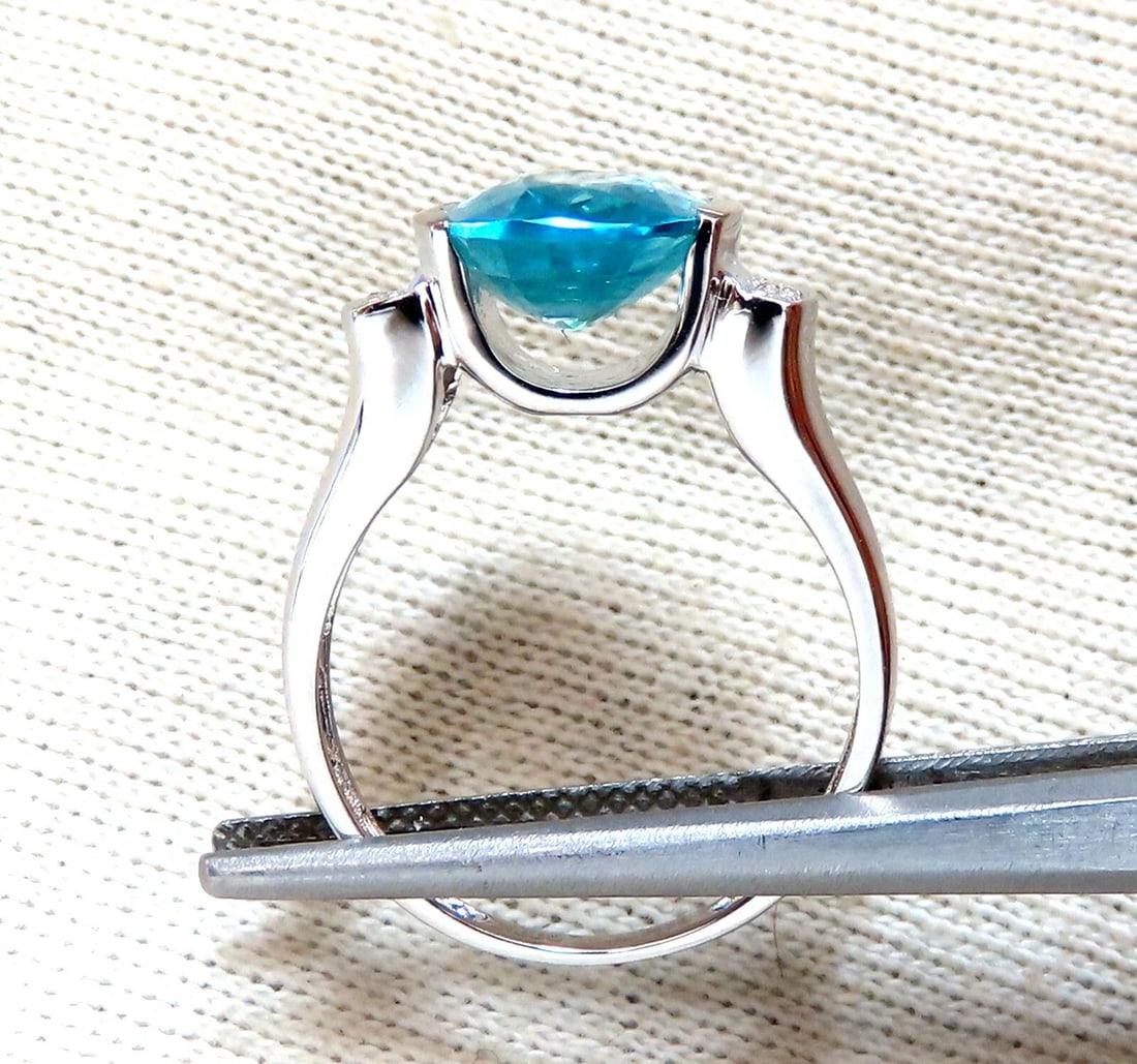 5.65ct Natural Indigo Blue zircon Diamonds Ring 14kt** - 4