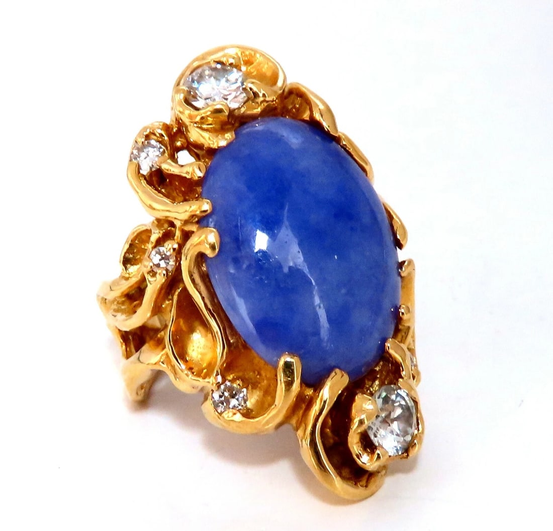 GIA Certified Natural Purple Jade Diamonds Ring 18 Karat** (1 of 8)