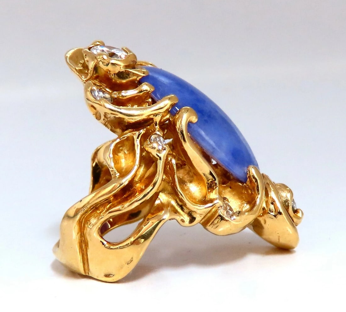 GIA Certified Natural Purple Jade Diamonds Ring 18 Karat** - 2