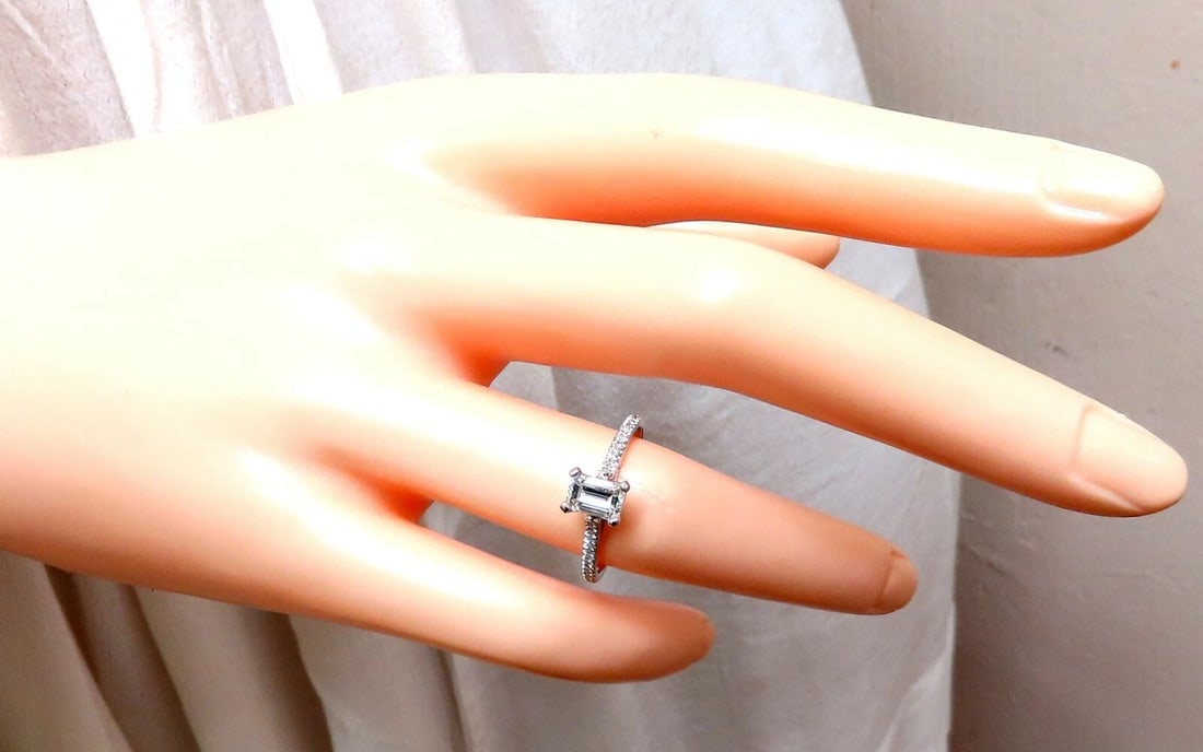 GIA Certified .54ct Natural Emerald Cut diamond ring 18kt gold** - 6