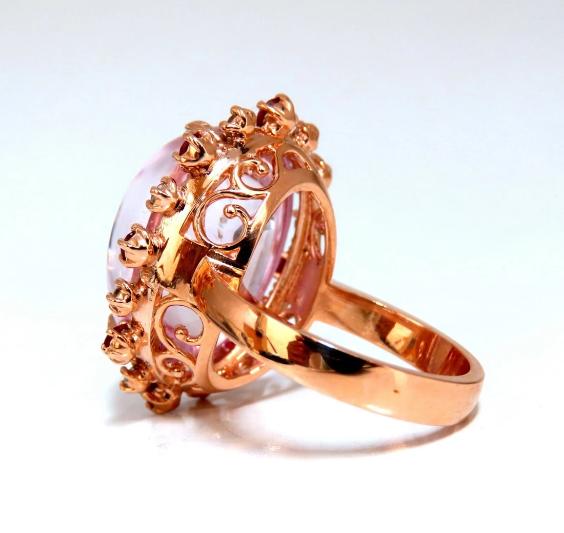 GIA Certified: 27.13ct Natural Pink Kunzite Ruby Diamonds Ring 14 Karat Gold** - 4