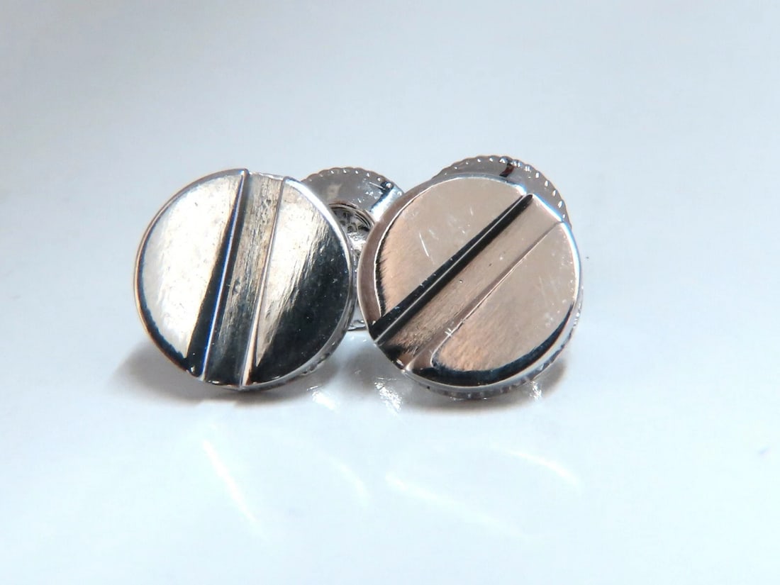 .40ct Natural Diamonds Mod- Goth Deco Flat Screw Stud Earrings 14kt** - 2