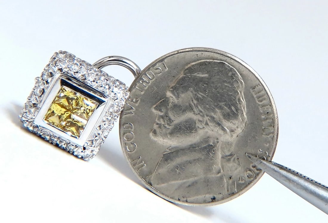 1.90ct Natural Canary Yellow Sapphire Diamond Clip Earrings 18 Karat Omega** - 5