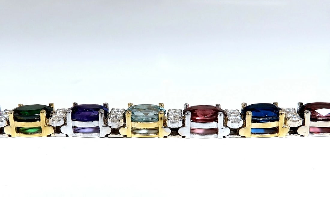 26.50ct Natural Emeralds Aquamarines Red Tourmaline Bracelet 14 Karat Gemline** - 4