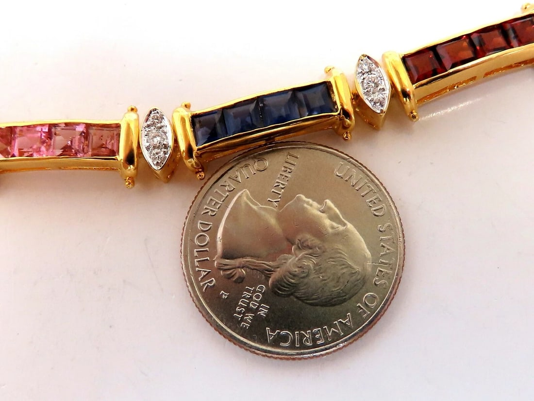 50ct Natural Garnet Tourmaline Aquamarine Peridot Citrine Diamond Necklace 14k** - 3