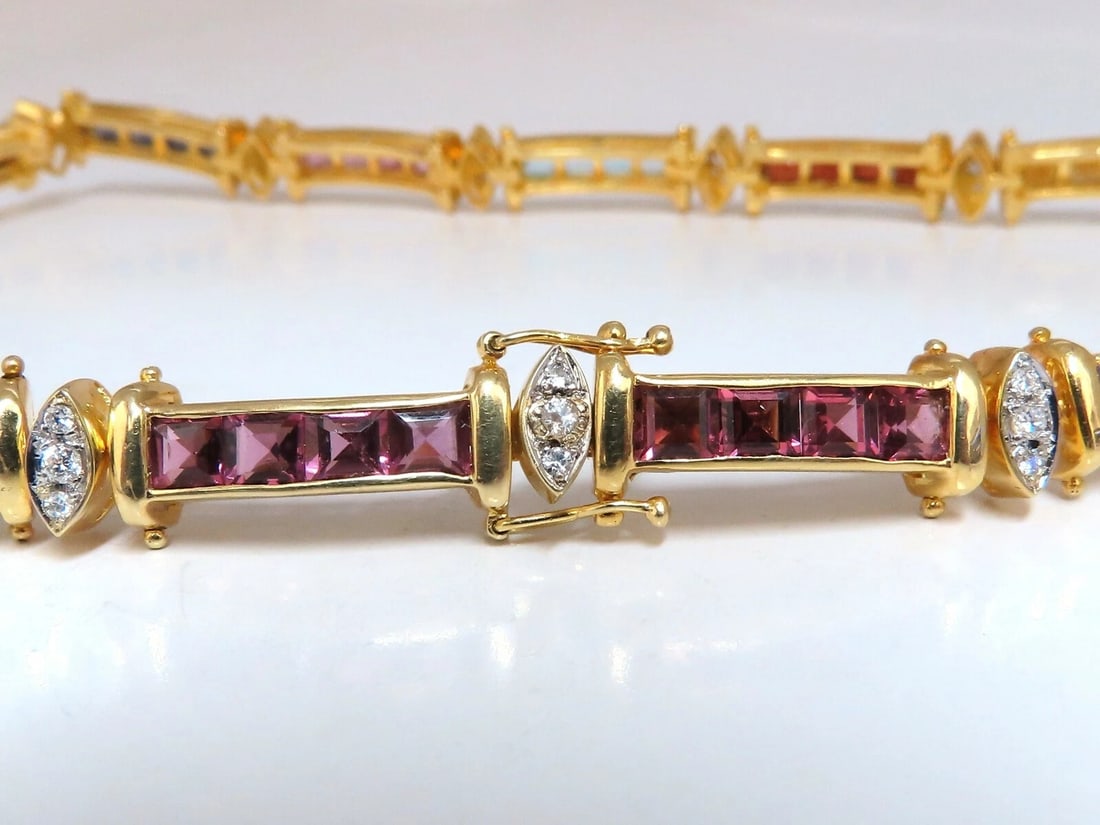 50ct Natural Garnet Tourmaline Aquamarine Peridot Citrine Diamond Necklace 14k** - 5