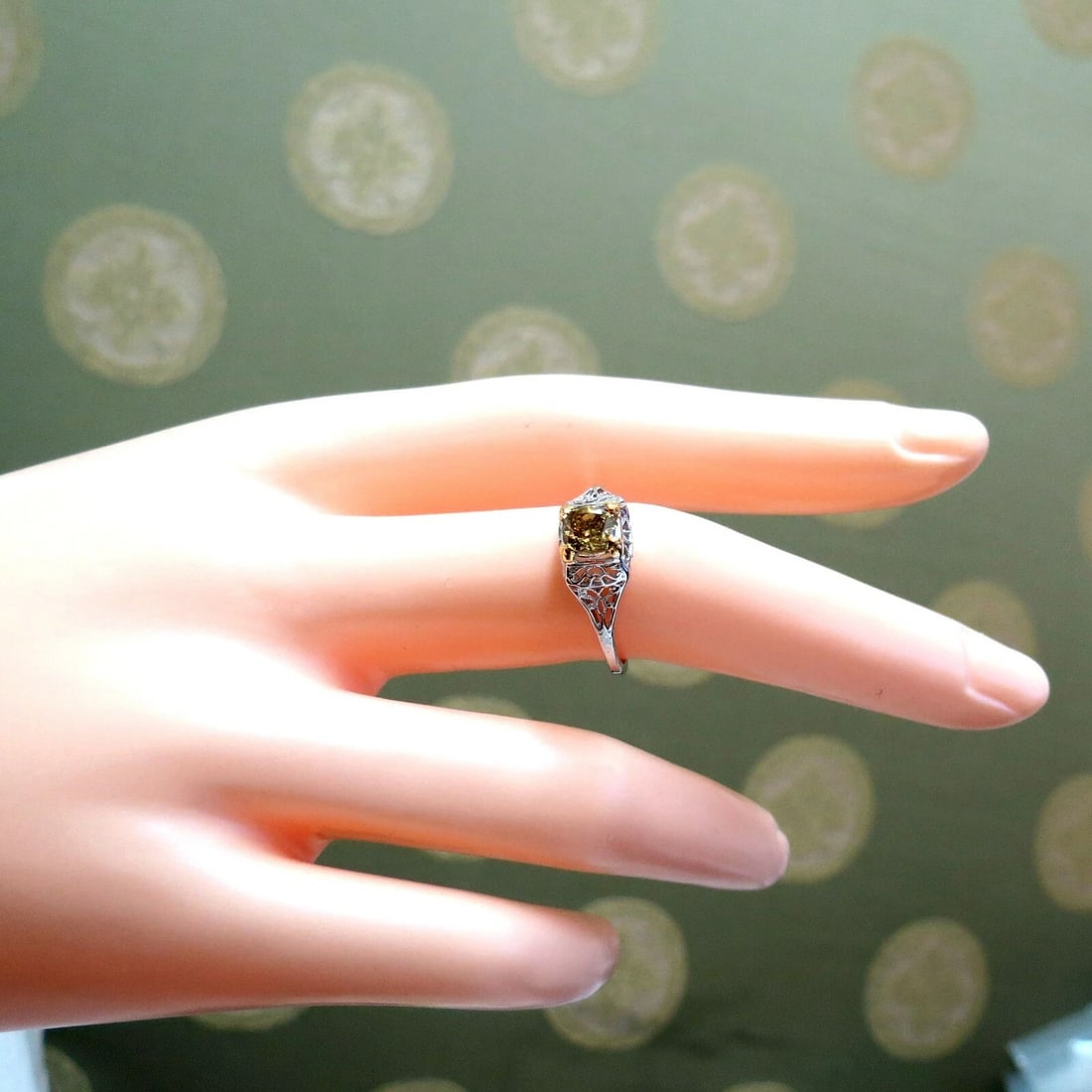 .57ct Natural Fancy Orange Brown Diamond Vintage Gilt Ring 14 Karat** - 5