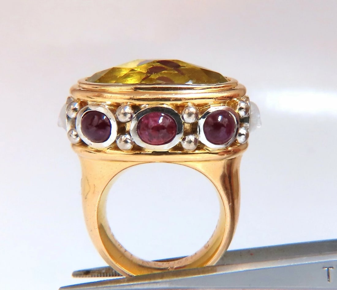 25ct Natural Lemon Quartz Vintage Ring 19 Karat Vintage 52 Gram** - 3