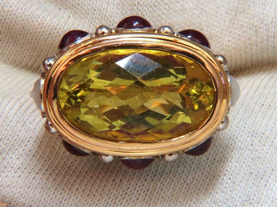 25ct Natural Lemon Quartz Vintage Ring 19 Karat Vintage 52 Gram** - 9