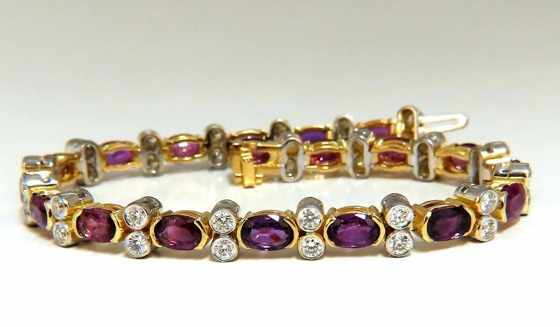 12.90ct Natural Ruby Diamonds Bracelet 14 Karat Two Toned** (1 of 5)