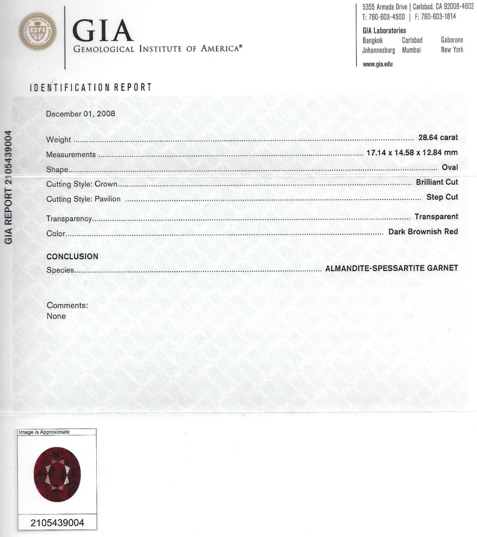 32.64ct GIA NATURAL RED SPESSARTITE GARNET DIAMONDS RAISED DOME RING 18KT** - 10