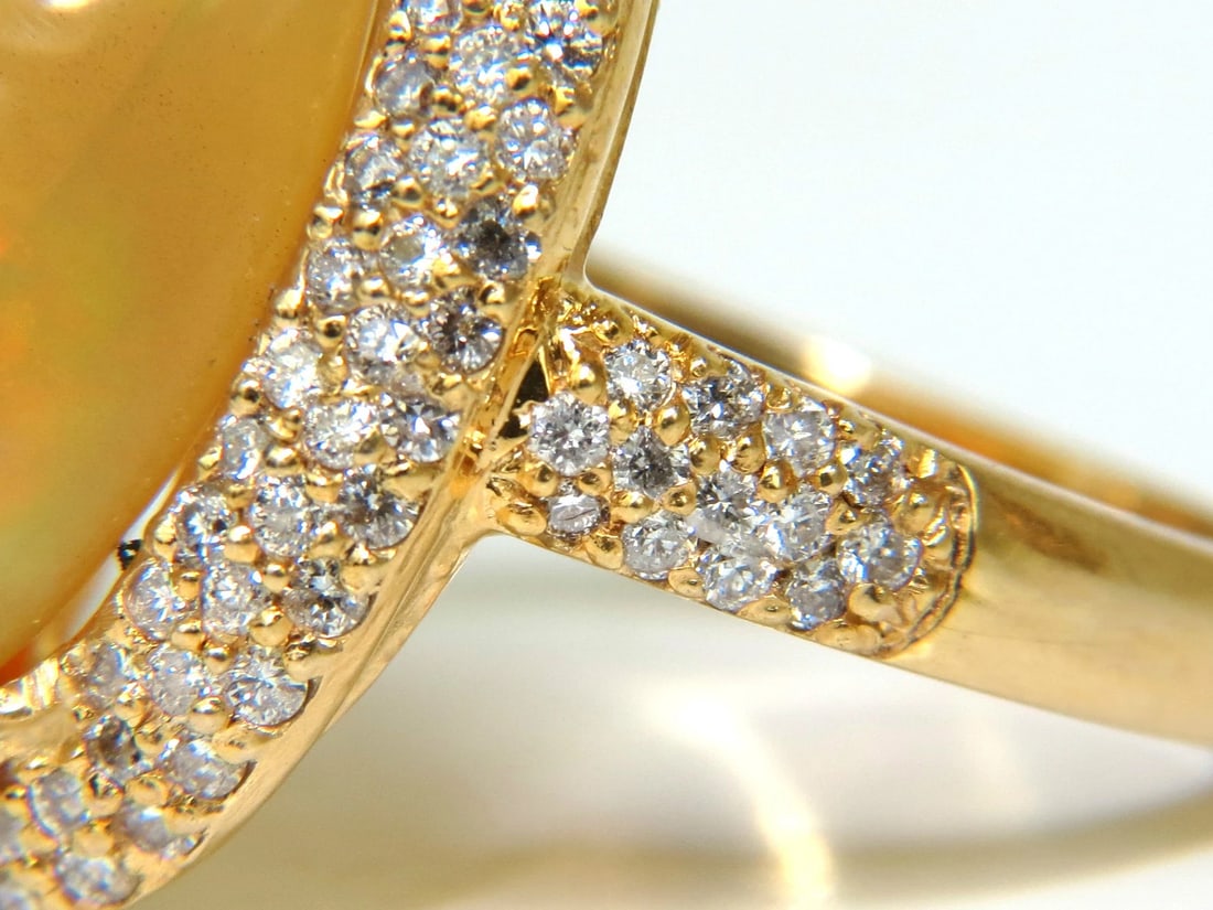 11.36CT NATURAL HOLOGRAPHIC OPAL DIAMOND RING 14KT GOLD** - 3