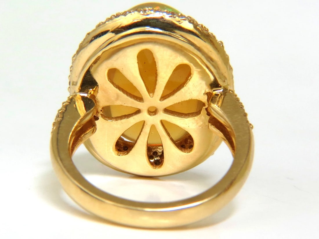 11.36CT NATURAL HOLOGRAPHIC OPAL DIAMOND RING 14KT GOLD** - 4