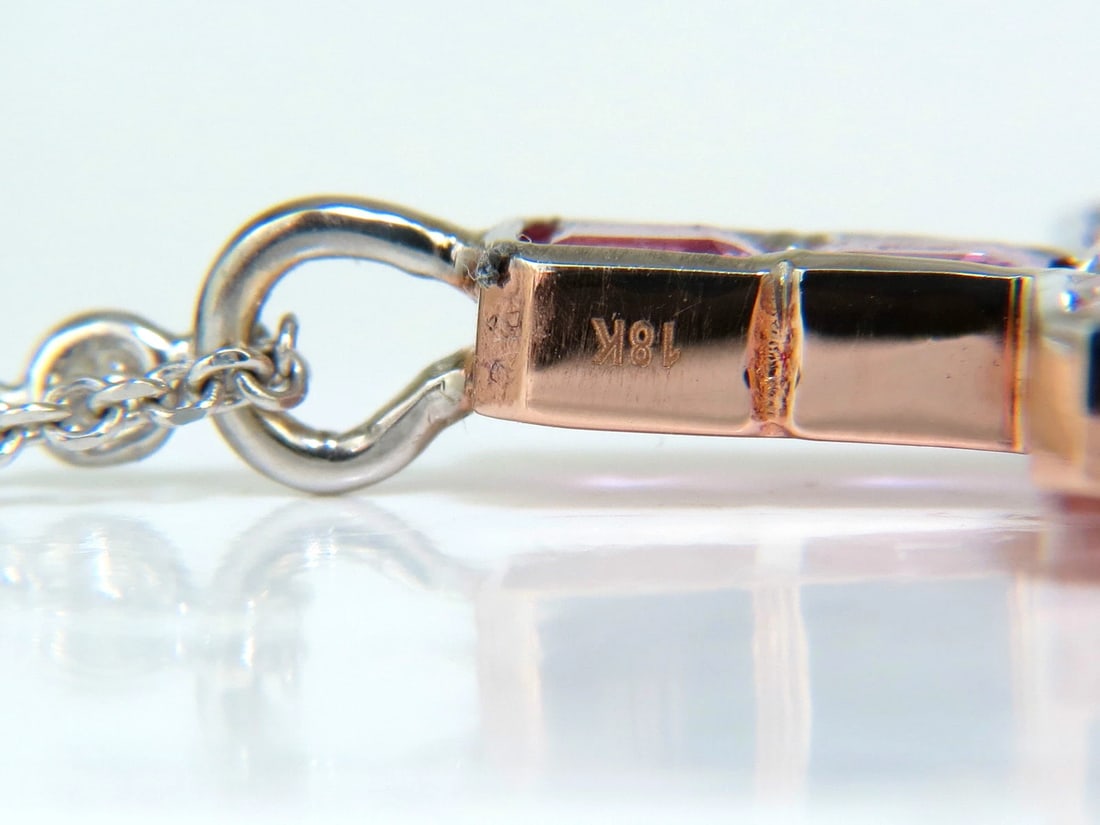 18KT GIA 10.41CT NATURAL PINK SAPPHIRE DIAMOND CROSS PENDANT NECKLACE ** - 5