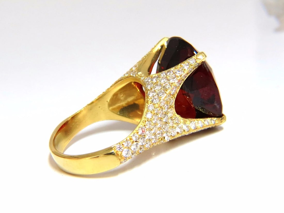 26.31ct GIA NATURAL RED SPESSARTITE GARNET DIAMONDS RAISED RING 18KT** - 5