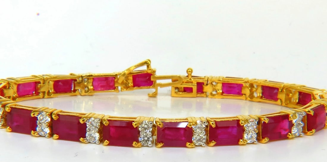 GIA CERTIFIED 18KT 23.46CT NATURAL RUBY DIAMOND BRACELET VIVID** - 8