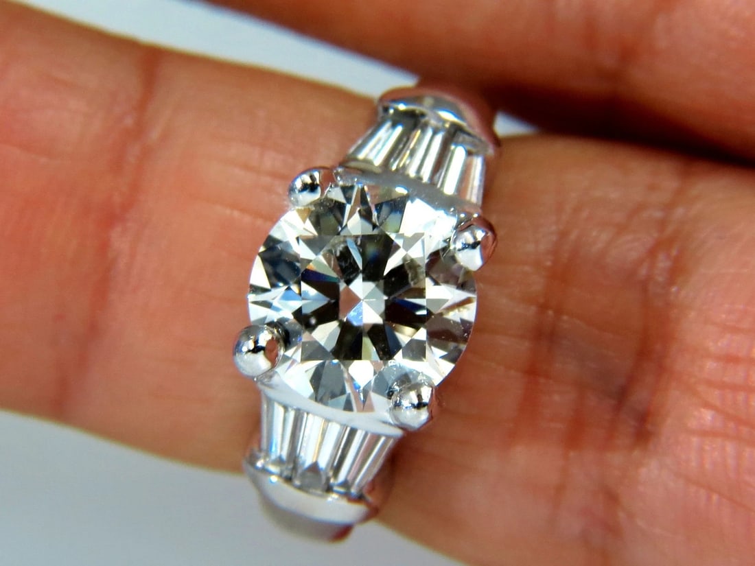 GIA CERTIFIED 3.77CT ROUND BAGUETTES DIAMOND RING PLATINUM** - 11
