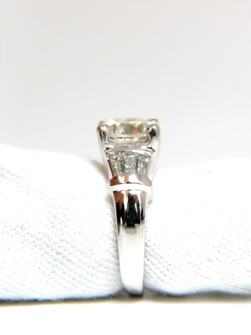 GIA CERTIFIED 3.77CT ROUND BAGUETTES DIAMOND RING PLATINUM** - 7