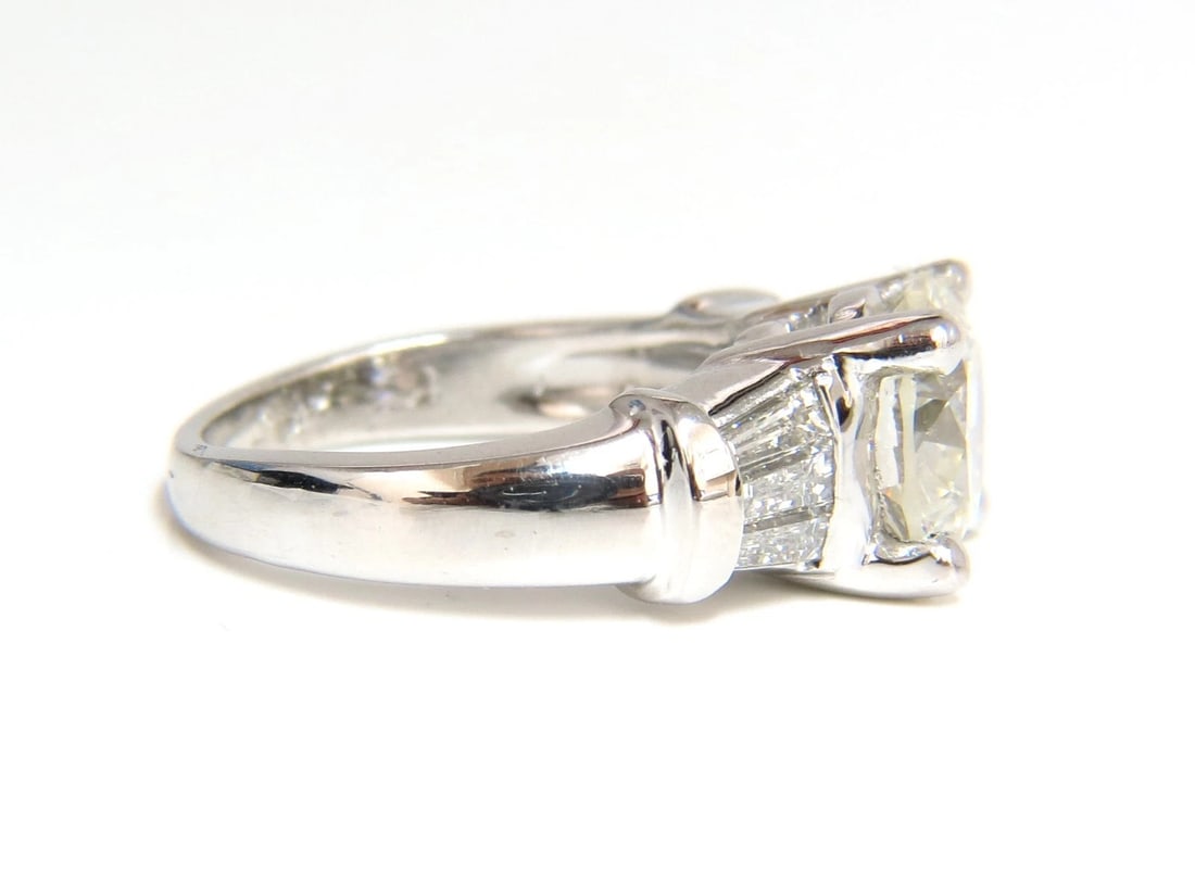 GIA CERTIFIED 3.77CT ROUND BAGUETTES DIAMOND RING PLATINUM** - 8
