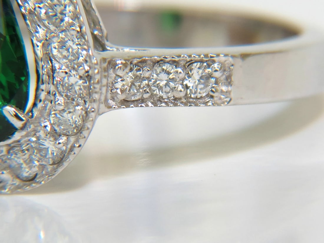 2.56CT NATURAL BRIGHT FINE GEM GREEN TSAVORITE DIAMOND RING 14KT** - 4