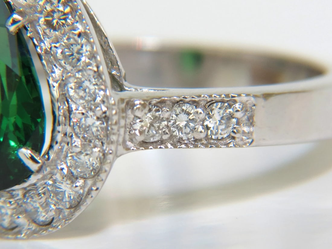 2.56CT NATURAL BRIGHT FINE GEM GREEN TSAVORITE DIAMOND RING 14KT** - 5