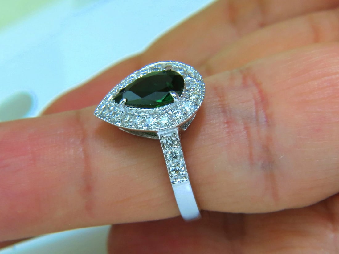 2.56CT NATURAL BRIGHT FINE GEM GREEN TSAVORITE DIAMOND RING 14KT** - 9