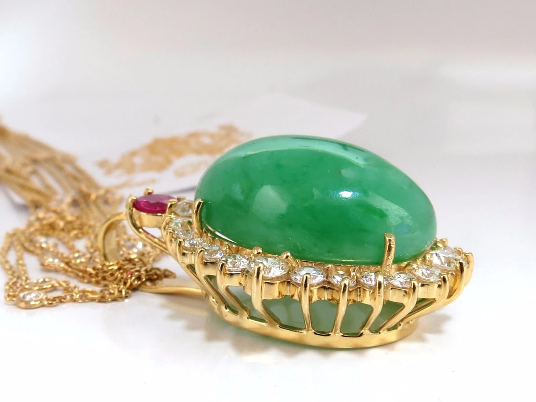 AGL Certified 48.62ct Natural Jade diamond necklace** - 7