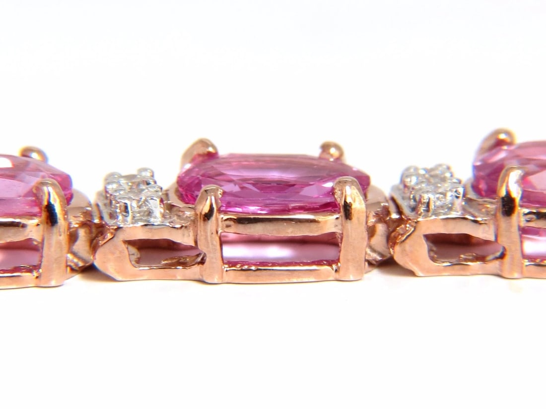 22.46ct natural Vivid Pink Sapphire diamond bracelet 14kt g/vs pink statement** - 6