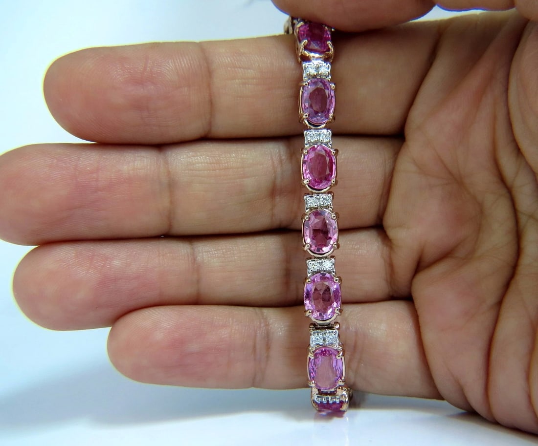 22.46ct natural Vivid Pink Sapphire diamond bracelet 14kt g/vs pink statement** - 8