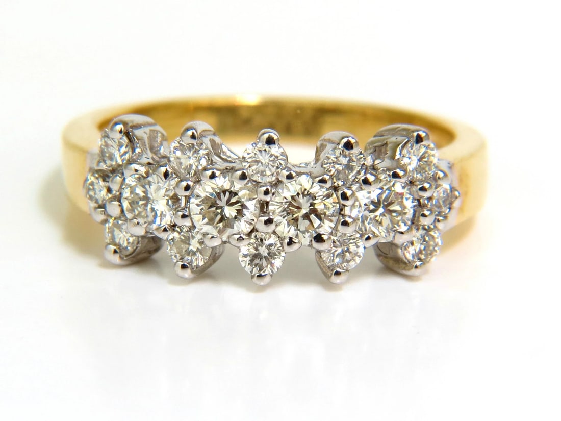 18KT GOLD 1.00CT NATURAL DIAMONDS CLUSTER BAND RING EXCELLENT CUTS** (1 of 12)