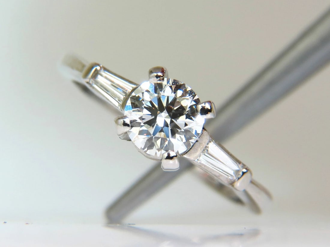 GIA .74CT IDEAL CUT G/VS2 ROUND BRILLIANT NATURAL DIAMOND RING PLATINUM** - 6