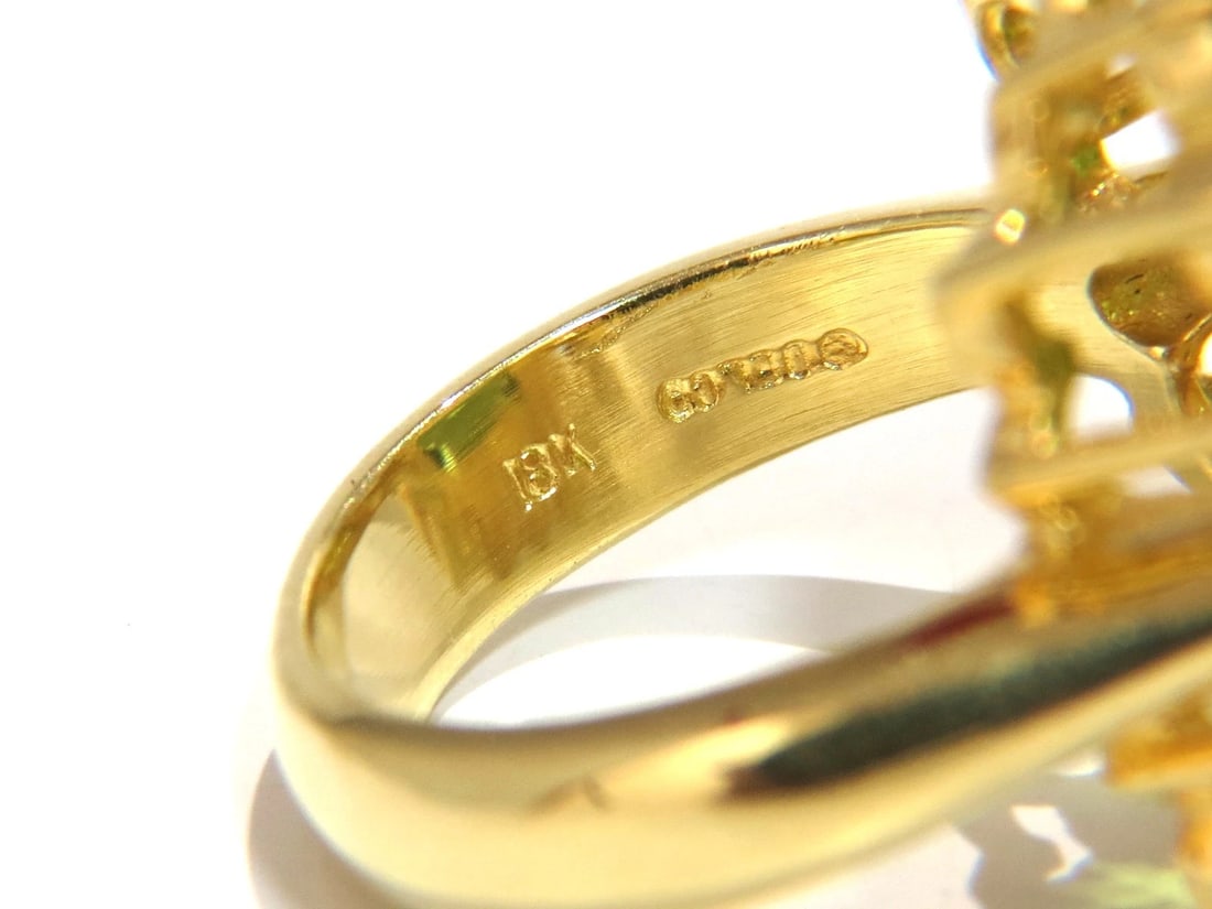 GIA Certified 15.25ct natural vivid green peridot diamonds ring 18kt cluster** - 5