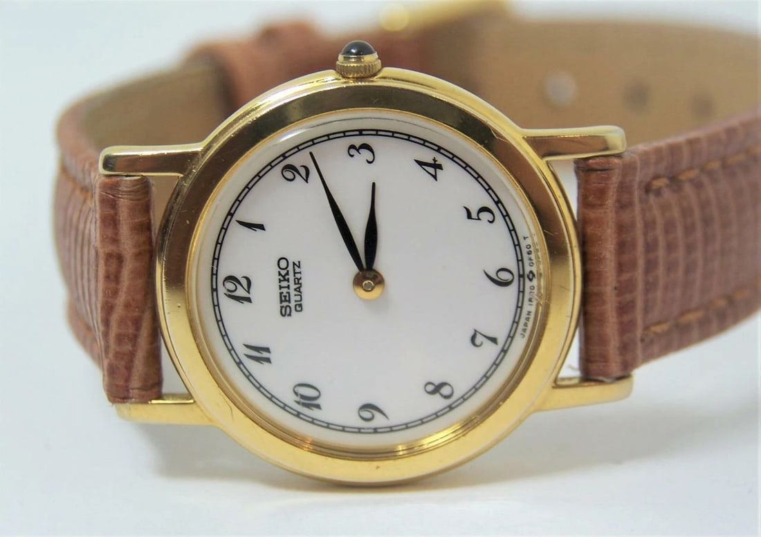 Vintage Ladies 18k Goldplated SEIKO Watch 1F20-OB10* EXLNT* SERVICED - 4