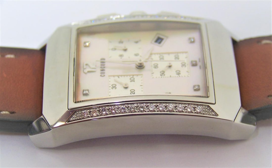 Mens CONCORD Chronograph Watch Ref 14H11491S With Diamonds & Mother of Pearl - 10