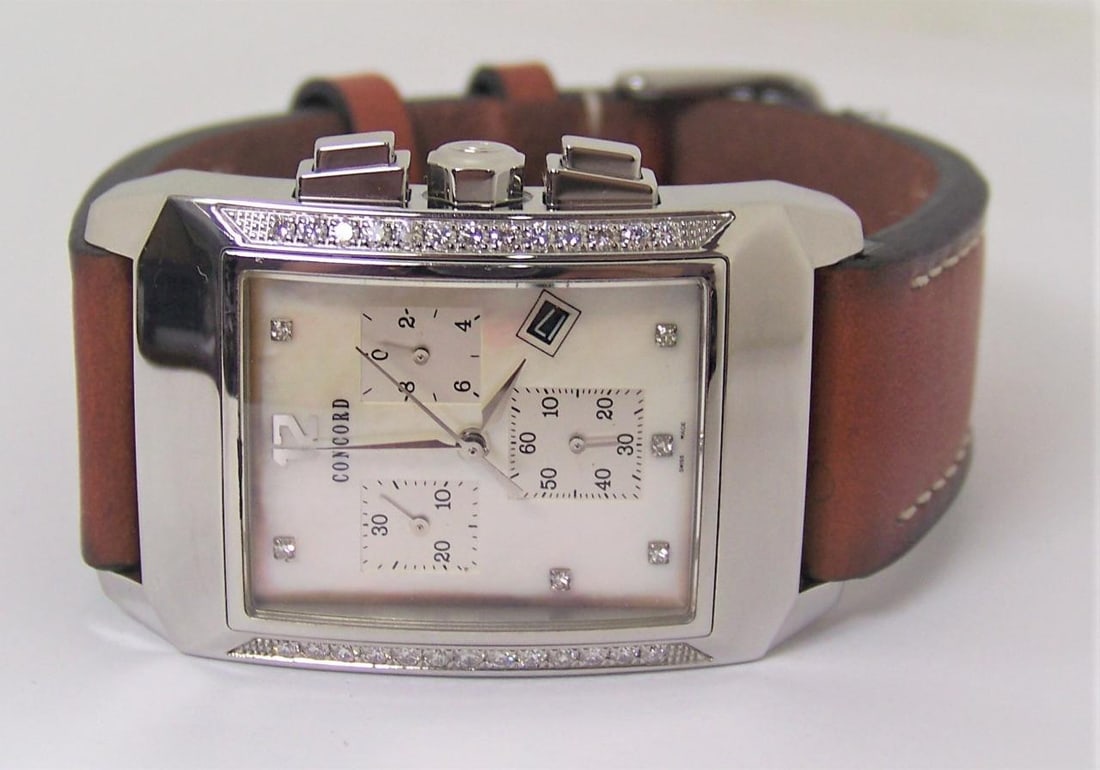 Mens CONCORD Chronograph Watch Ref 14H11491S With Diamonds & Mother of Pearl - 2