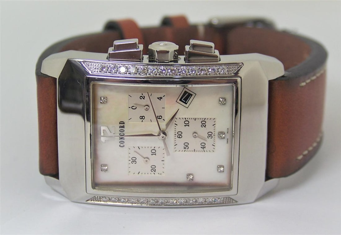Mens CONCORD Chronograph Watch Ref 14H11491S With Diamonds & Mother of Pearl - 3
