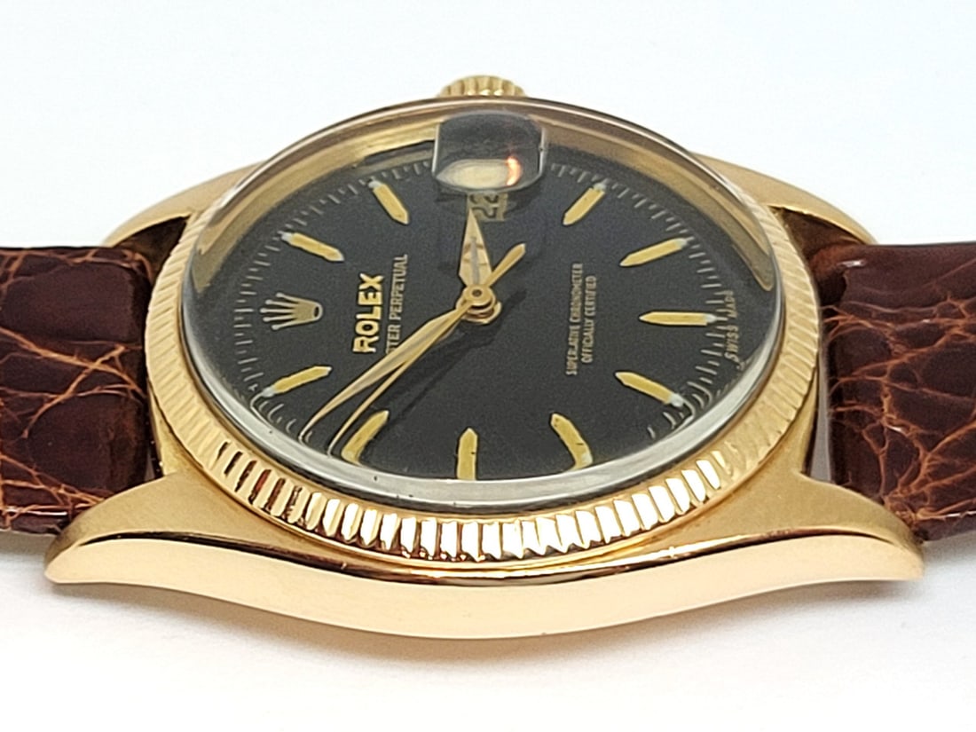 Solid 18k Rose Gold ROLEX Bubble Back Automatic Watch 1960s Ref 6605* EXLNT RARE - 7