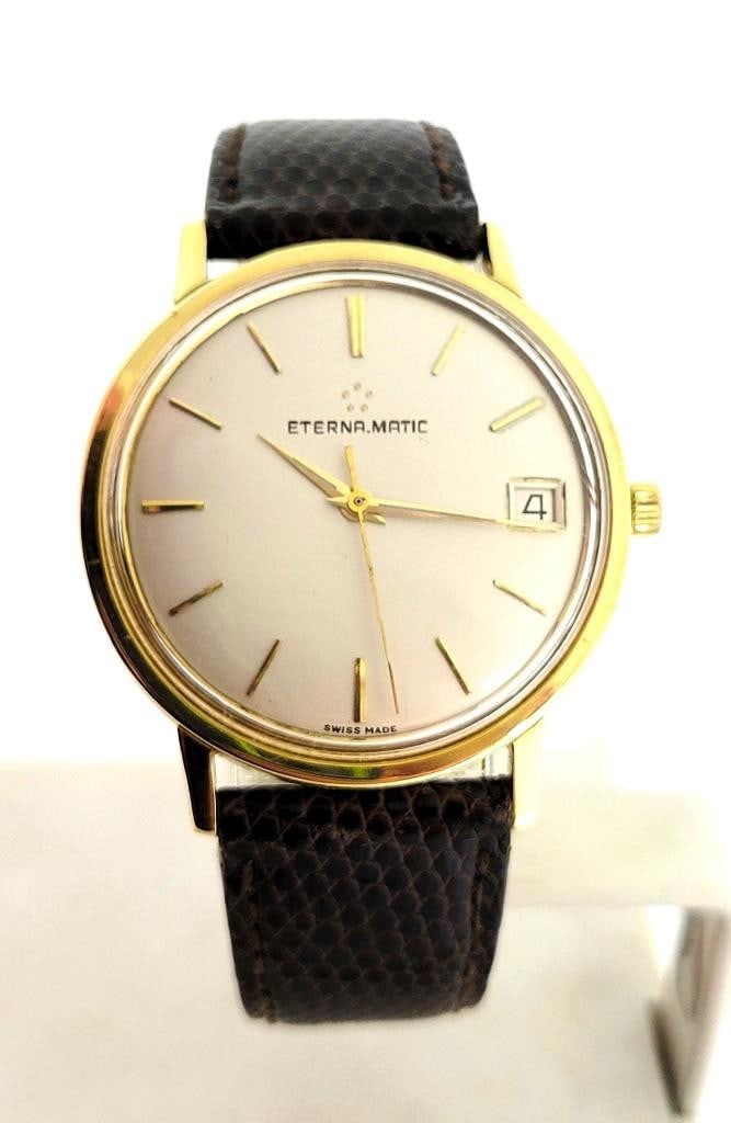 Vintage Solid 18k ETERNA-MATIC Watch Ref 746T Cal 1466U c.1970s* EXLNT* SERVICED: Vintage Solid 18k ETERNA-MATIC Watch Ref 746T Cal 1466U c.1970s* EXLNT* SERVICED This Mens Eterna watch is Swiss made. Great present for yourself or someone you love as well as for vintage colle