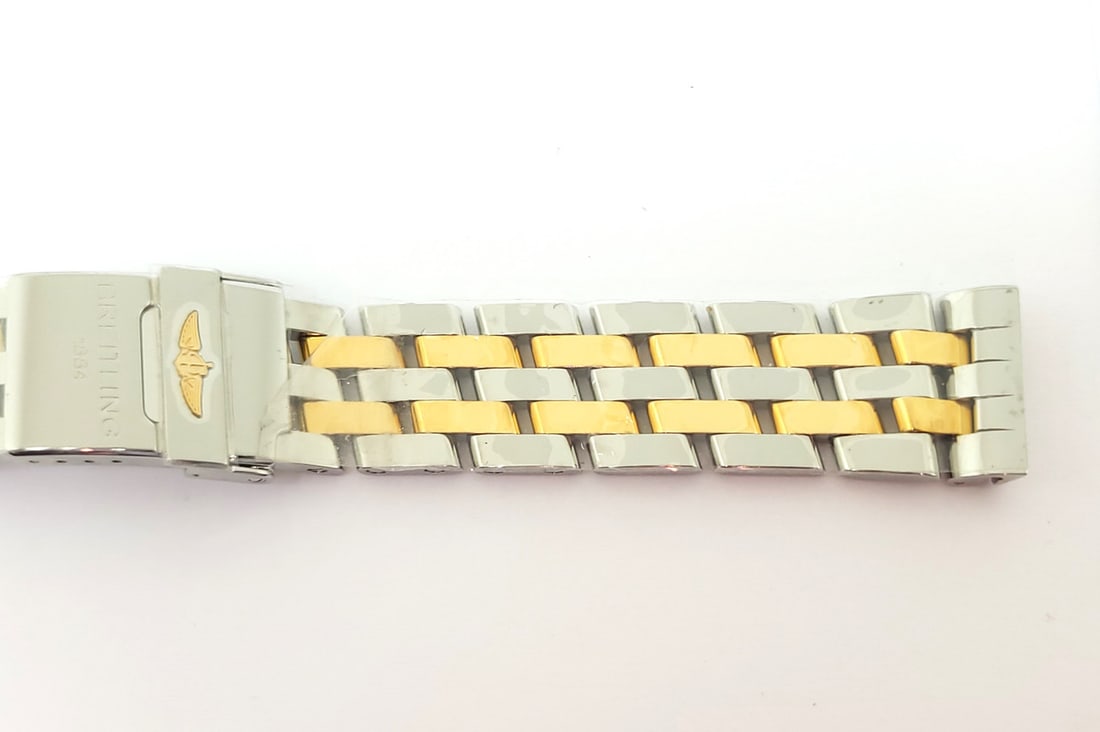 New Original S/Steel & 18k BREITLING Watch Bracelet W4308 Model 20 mm - 2