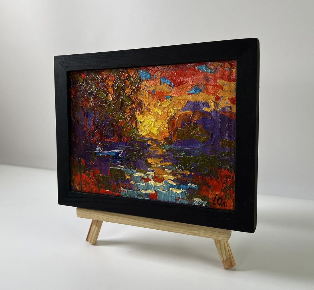 Oil painting Crimson sunset over the river Oleksiy Ivanyuk - 2