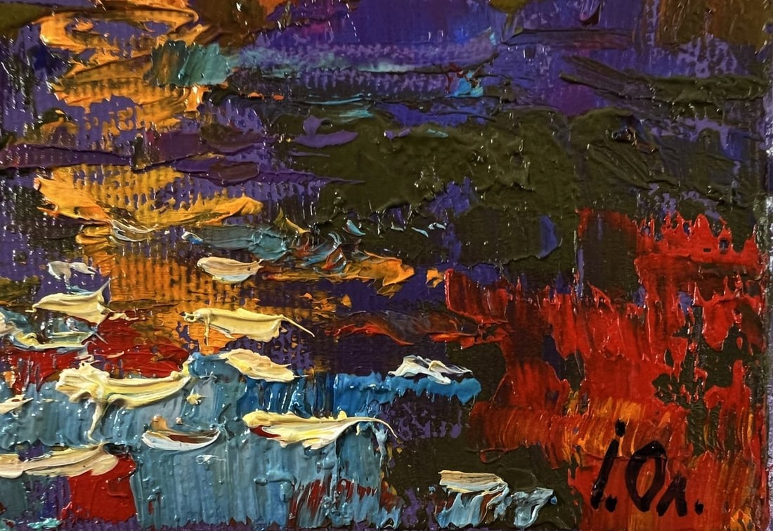 Oil painting Crimson sunset over the river Oleksiy Ivanyuk - 5