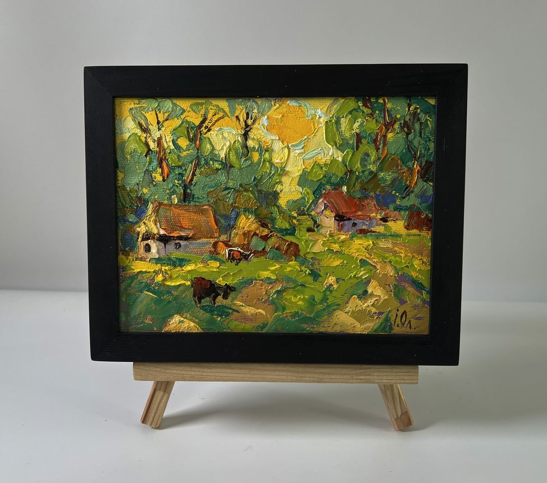 Oil painting A sunny country day Oleksiy Ivanyuk: Title: Oil painting A sunny country day Oleksiy Ivanyuk Description: NoAAA5840The Oil painting Canvas titled "A sunny country day" captures the essence of rural life wrapped in the warmth of radiant