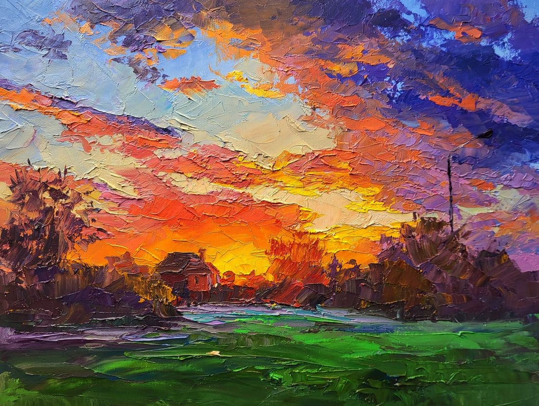 Oil painting Multicolored clouds at sunset Boris Serdyuk (1 of 7)